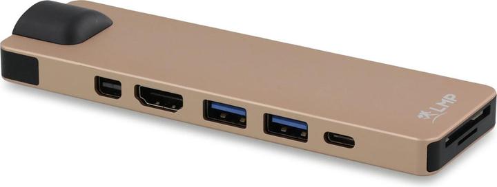 Actual product image LMP USB-C Compact Dock 4K 8 Port, HDMI, Mini-DP, Eth., USB 3.0, SD/microSD, USB-C, Alu., gold *New (USB-C, 8 Ports)
