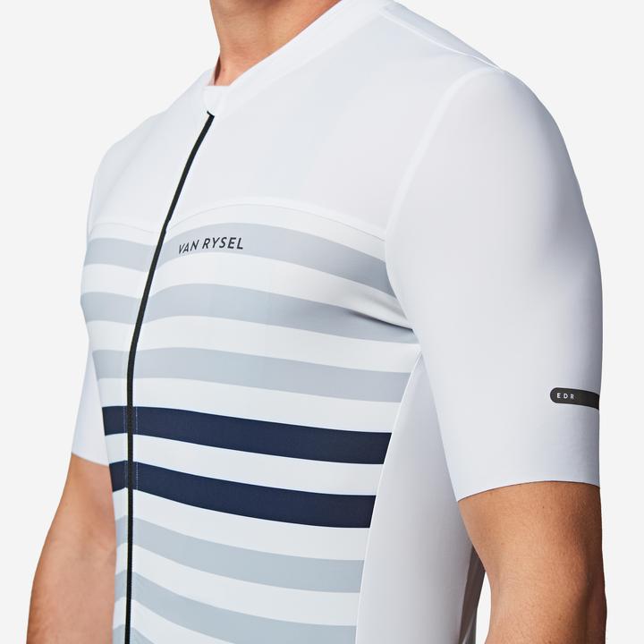 Image du produit Van rysel Maillot vélo route manches courtes été ajusté homme - EDR 2 blanc marinière (L)