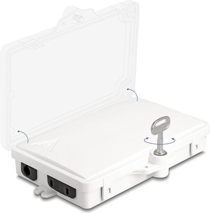 Produktbild Delock LWL Verteilerbox für Innen- und Aussenbereich IP65 wasserfest abschliessbar 2 Port weiss (Spleissbox)
