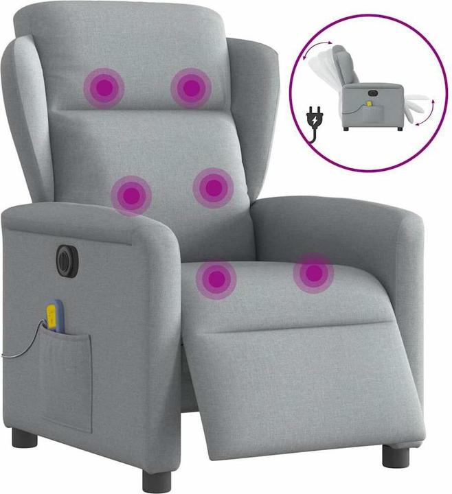 VidaXL Massagesessel Elektrisch Hellgrau Stoff