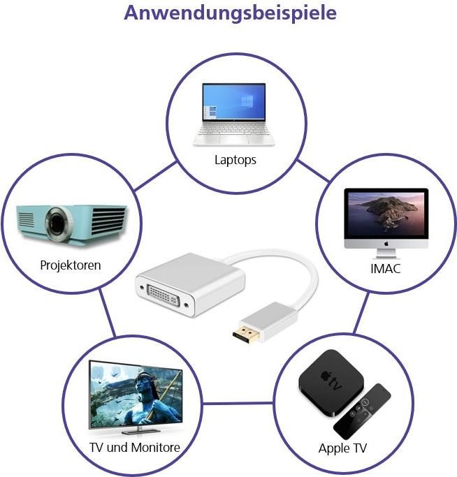 Produktbild Helos PREMIUM DisplayPort/DVI-Adapter (DVI, 10 cm)