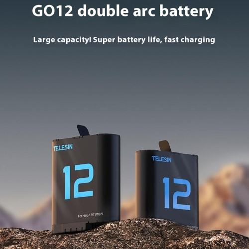 Actual product image Telesin battery(double arc) for GoPro Hero12/11/ 10/9 (GoPro Hero 12, GoPro Hero 9, GoPro Hero 10, GoPro Hero 11)