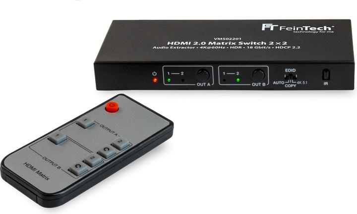 Actual product image FeinTech VMS02201 HDMI 2.0 Matrix Switch 2x2 mit Audio Extractor