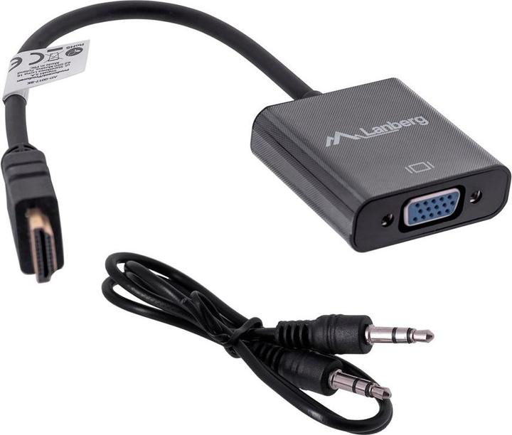 Immagine prodotto Lanberg AD-0017-BK Cavo video adattatore HDMI-A VGA (HDMI, VGA, 20 cm)