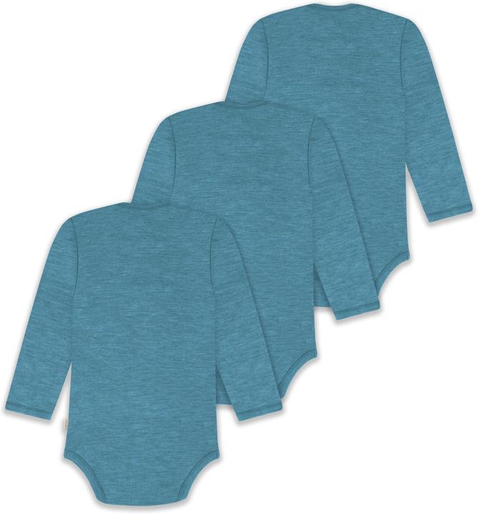 Actual product image Normani 3-pack baby merino bodysuit long sleeve "Auckland" - 9379 (86)