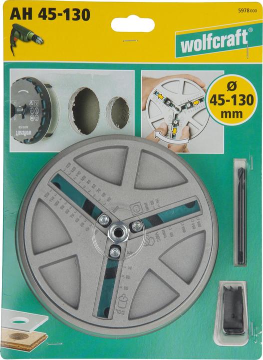 Produktbild wolfcraft wolfcraft 1 AH 45-130 Lochsäge verstellbar ø45-130 (45 mm, 130 mm)