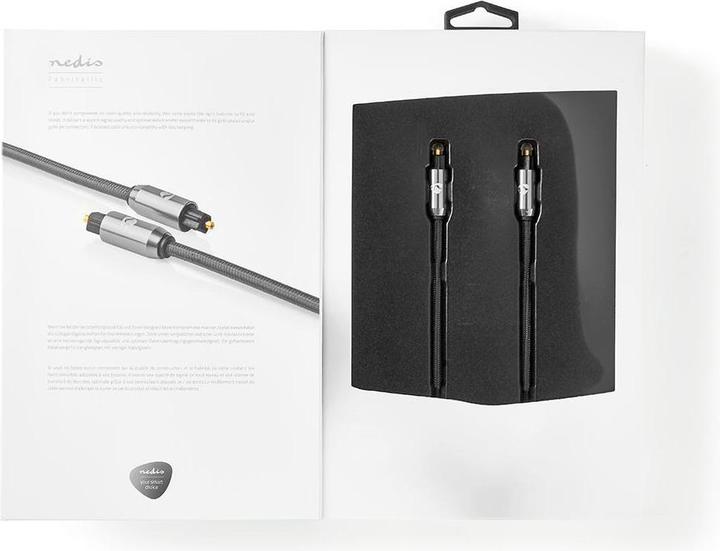 Produktbild Nedis Optisches Audiokabel | Toslink Stecker | Toslink Stecker | 2.00 m | rund | Baumwolle | Gun Met (2 m, TOSLINK)