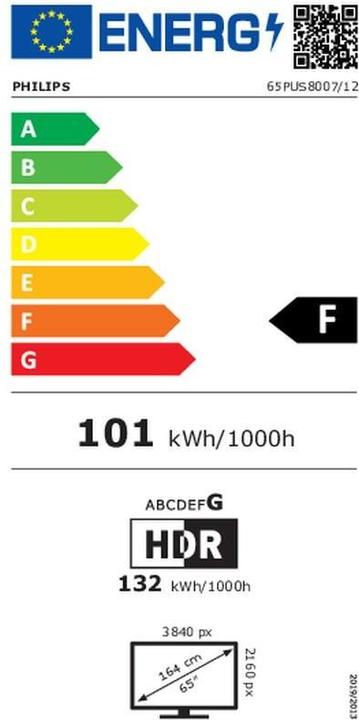 Energie-Label Philips 65PUS8007 (65", PUS8007, LED, 4K, 2022)