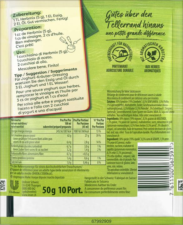 Nährwerte und Zutaten Knorr Herbmix (55 g)