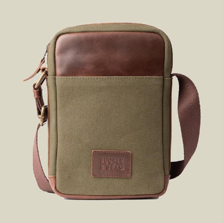 Buckle & Seam Canvas Crossbody Bag Runner Grün/Blau