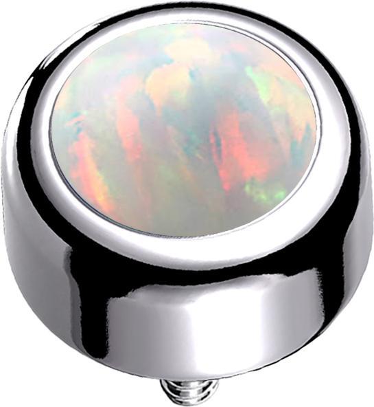 Produktbild Star Piercing Dermal Anchor Zylinder silber mit Opal weiss (Titan G23, ohne Messing)