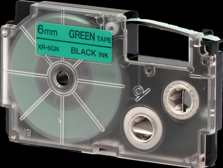 Actual product image Casio Tape cartridge XR-6 GN 6mm black on green (0.60 cm, Green)