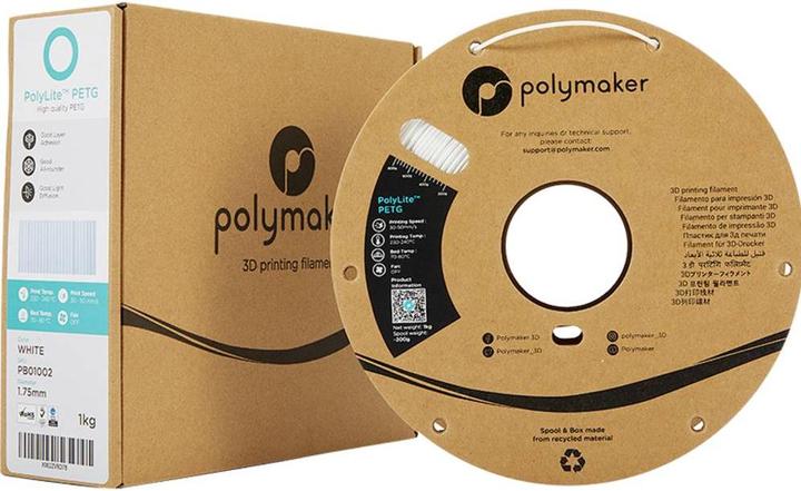 Actual product image Polymaker PolyLite PETG V2 - White - 1.75mm (PETG, 1.75 mm, 1000 g, White)