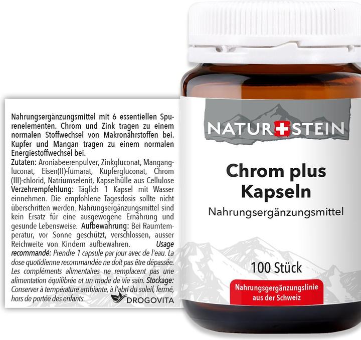 Nutritional values and ingredients Naturstein Chrom plus Kaps (1 Piece, Capsules, 154 g)
