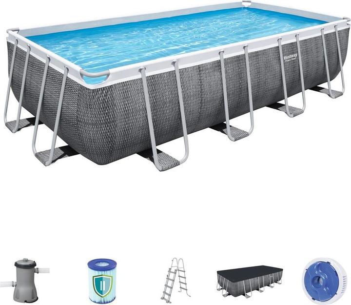 Actual product image Bestway 56996 Above Ground Pool Framed Pool Rectangular 11532 l Grey (488 x 244 x 122 cm)