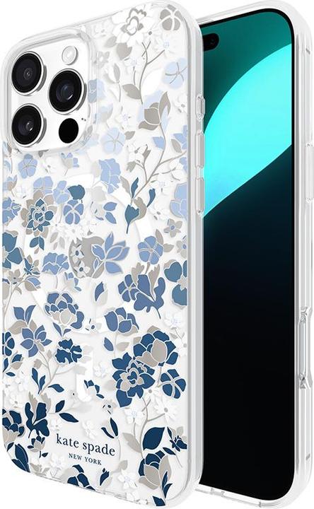 Actual product image Kate Spade Protective Gems MagSafe - iPhone 16 Pro Max Case (Floral Blue) (Apple iPhone 16 Pro Max)