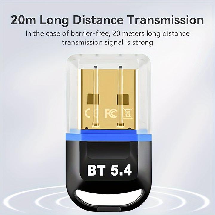 Image du produit PhoneLook Adaptateur sans fil USB Bluetooth 5.4 pour ordinateur (casque, clavier, souris, autre) Plug and Play