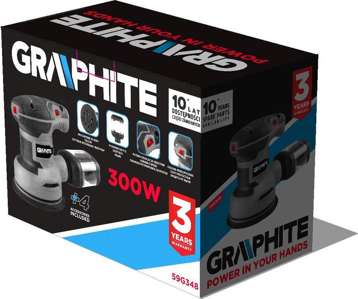 Actual product image Graphite Random orbital sander (Eccentric grinder, 300 W)