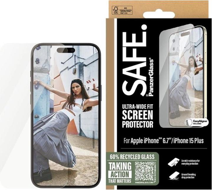 Produktbild PanzerGlass SAFE. Screen Protector iPhone '24 6.7" Ultra-Wide Fit (1 Stück, Apple iPhone 16 Plus, Apple iPhone 15 Plus)