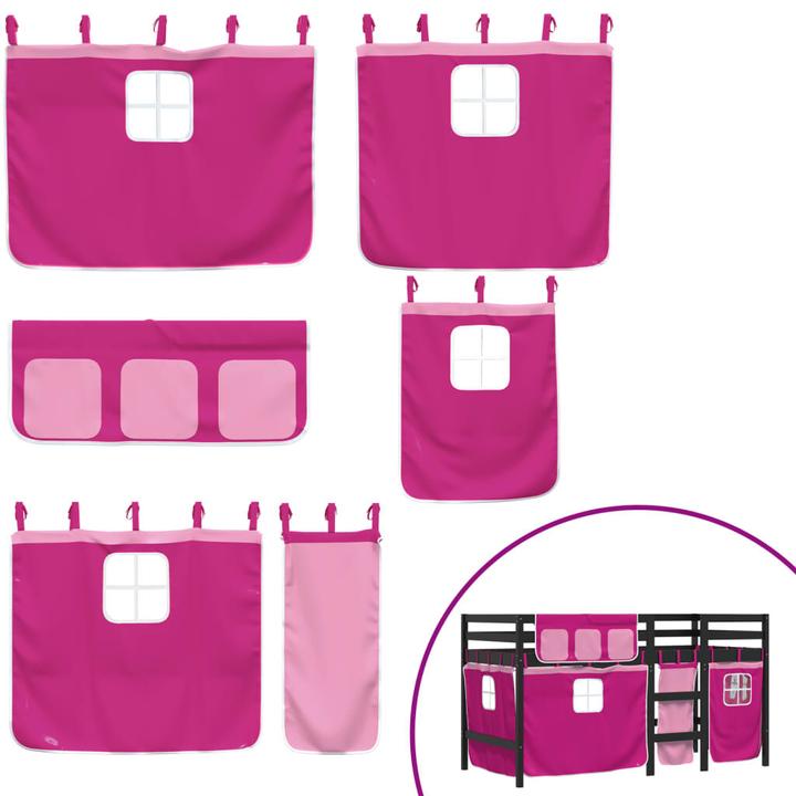 Image du produit VidaXL Lit superposé pour enfant avec rideaux Rose (80 x 200 cm)