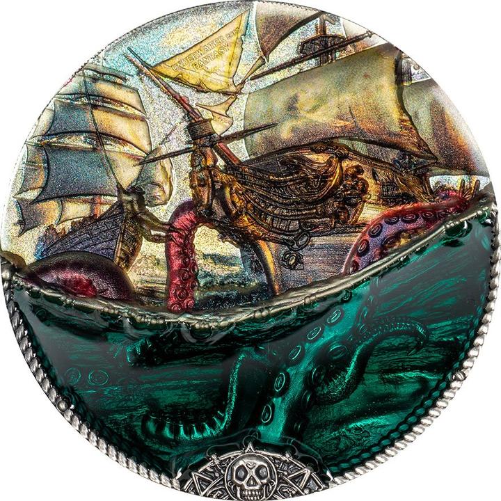CIT Coin Invest Silber Underwater Fantasy – Sea Monster 3 oz - Antik Finish 2025 (999, 2025)