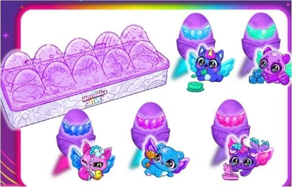 Actual product image Hatchimals Spin Master Alive Neon Rainbow egg carton playset