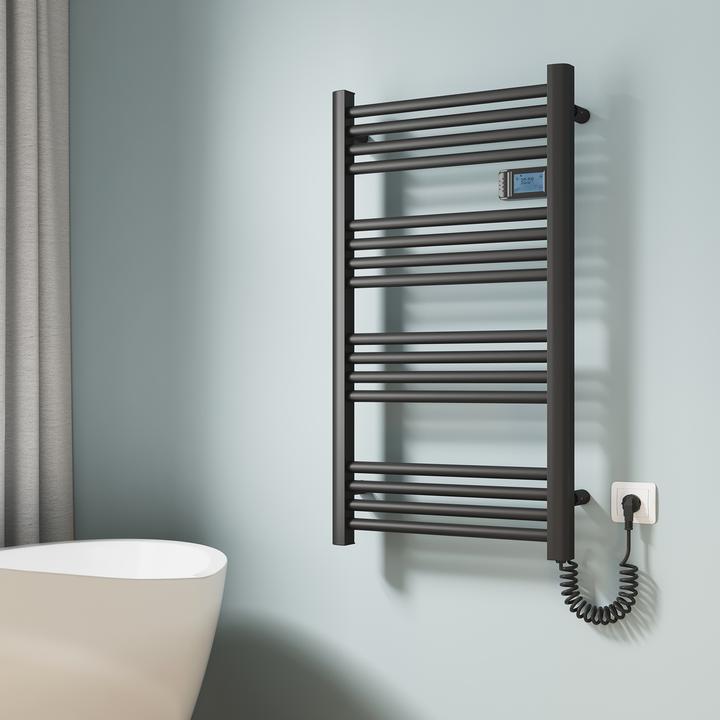 Actual product image Emke Bathroom Radiator Towel Rail Adjustable Temperature Control 96x54cm Black 500W (500 W)