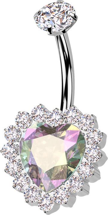 Produktbild Star Piercing Banane Innengewinde silber Kristall silber gefasst und Kristallherz multicolor Kristalle silber (ohne Messing, Titan G23)
