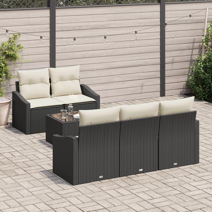 Immagine prodotto VidaXL Set di divani da giardino da 6 pezzi con cuscini in poly rattan nero