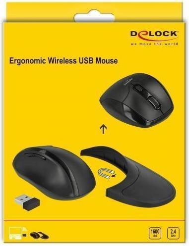 Produktbild Delock Ergonomische optische 5-Tasten Maus (Kabellos)