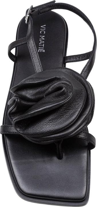 Actual product image Vic Matie square open sandal in leather with applied flower color black (39)