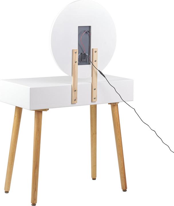 Produktbild Beliani Schminktisch mit 2 Schubladen, LED-Spiegel und Hocker weiss/grau JOSSELIN (80 x 40 x 130 cm)