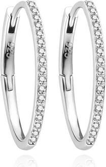Agato Sparkling silver oval earrings with zircons AGUC3529/20