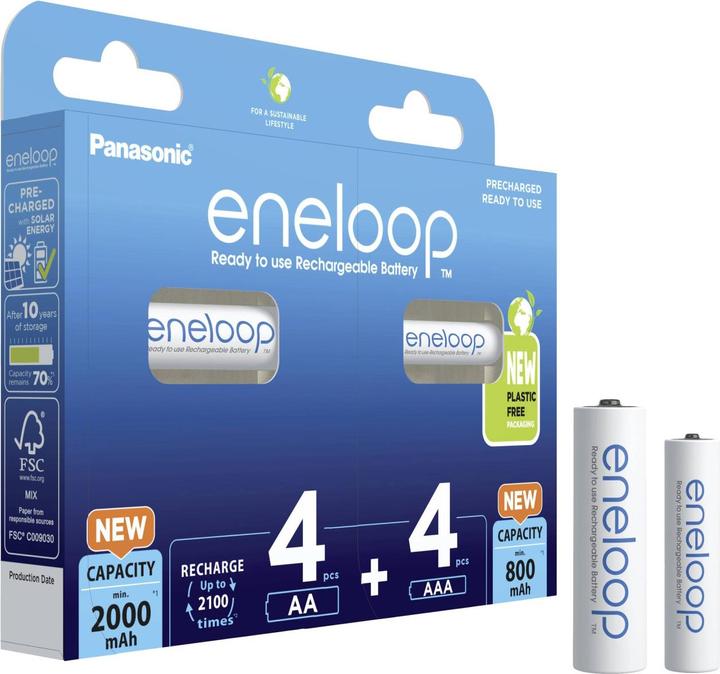 Image du produit Panasonic eneloop 4x AA + 4x AAA (8 pcs, AA, AAA, 800.20 mAh)