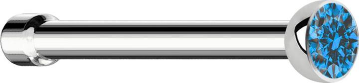 Star Piercing Nasenstecker gerade silber mit Kristall hellblau (Chirurgenstahl 316L, ohne Messing)