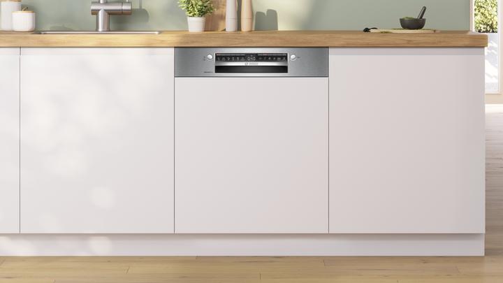 Image du produit Bosch Hausgeräte Série 4, Lave-vaisselle semi-intégré, 60 cm, Acier brossé, SMI4EVS08E