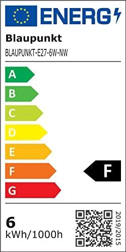 Etichetta energetica Blaupunkt Lampadina LED E27 - 6W - Bianco neutro 4000K - Lampade a LED - Singola (E27, 6 W, 600 lm, 1 x, F)