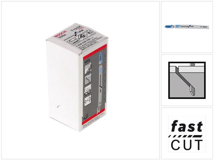 Actual product image Bosch Professional Zubehör PRO Metal thick and thin T123XF jigsaw blade, 100 mm, 100 pcs.