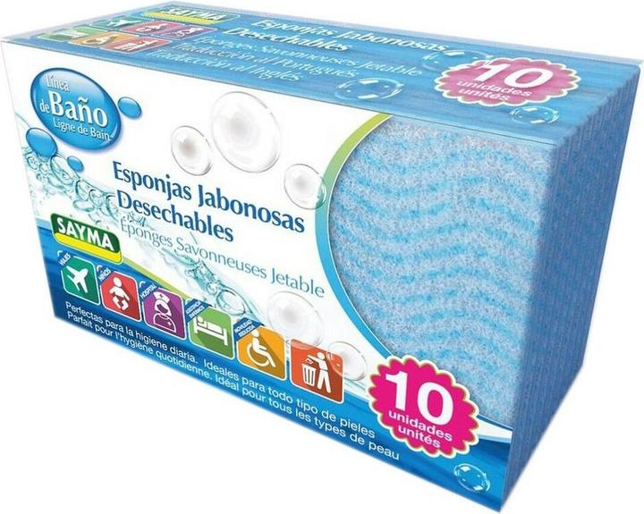 Image du produit Sayma Éponge pour le corps Localisation-B0972Q3KP4 à usage unique Éponge en plastique (10 pièces) (10 uds) (Lotion de toilette intime)
