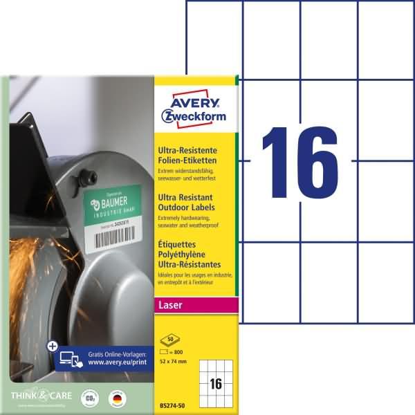 Actual product image Avery Ultra-resistant film labels