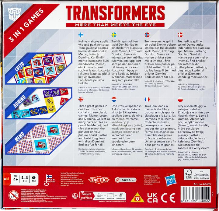 Productafbeelding Selecta Spielzeug Transformers 3in1 Memo Lotto Domino (Duits, Frans, Noors, Pools, Fins, Deens, Zweeds, Engels)