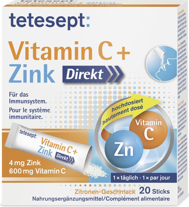 Produktbild Tetesept Vitamin C + Zink (20 Stück, Pulver, Sachet, Beutel, 77.50 g)