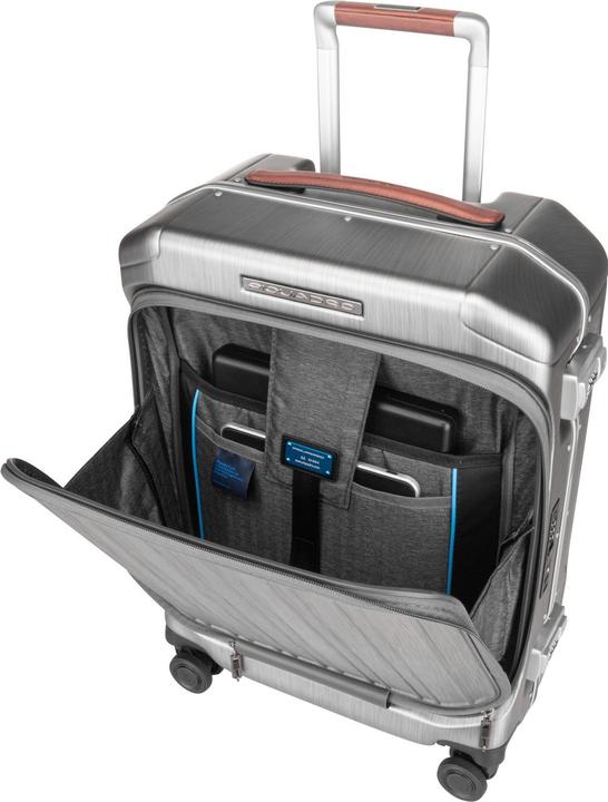 Immagine prodotto Piquadro PQ-Light - Bagaglio a mano Fast-Check Trolley a guscio rigido nero/pelle (37 l, Bagaglio a mano (fino a 50 litri))