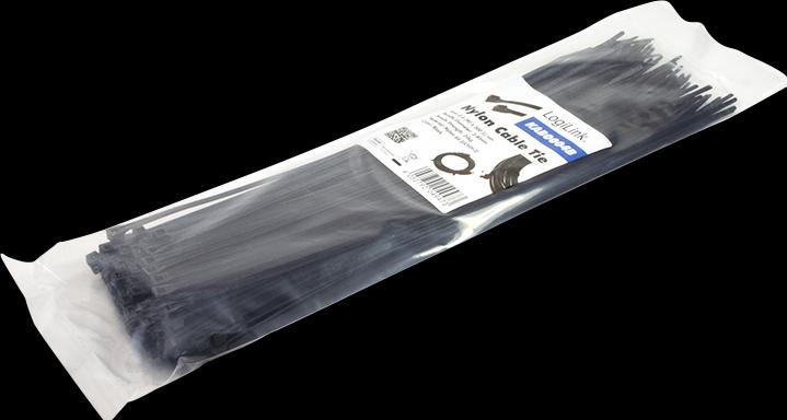 Produktbild LogiLink Kabelbinder 100 Stück, Länge: 300 mm, Stärke: 3,4 mm, schwar (Kunststoffkabelbinder, 300 mm, 100 Stk.)