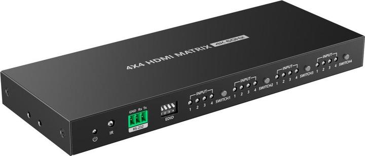 Produktbild Techly EFB HDMI Matrix Switch 4IN-4OUT 4K60 Bandbreite 600MHz IR Fernbedienung