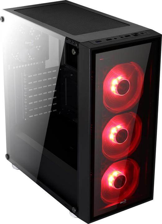 Produktbild AeroCool Quartz Red Midi-Tower - schwarz Window (ATX, mATX, Mini-ITX)
