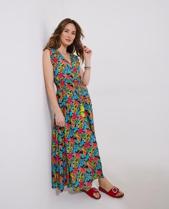 Actual product image Joe Browns Tropical Print V-Neck Tassel Sleeveless Maxi Dress (12)
