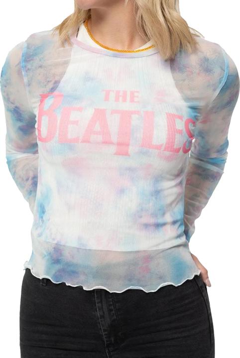 Actual product image The Beatles Womens/Ladies Logo Mesh Long-Sleeved Crop Top (L)