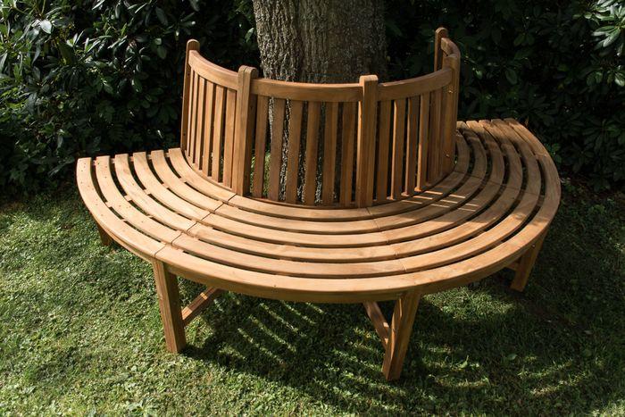 Produktbild Swisshandel24 Baumbank Male 206cm halbrund mit Rückenlehne, braun