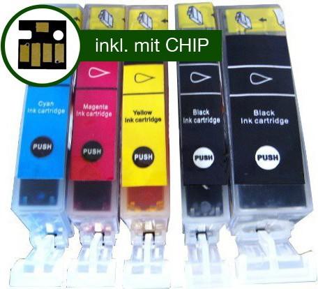 Actual product image Hermex Compatible Ink Cartridge for Canon PIXMA iP4850 (M, C, Y, PGBK, FC)